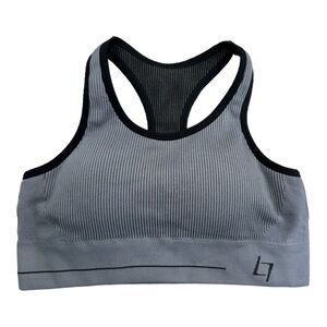 Fittin Racerback Padded Sports Bra, Size Large,‎ Gray and Black